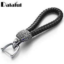 Load image into Gallery viewer, Dalaful Eagle Bird Keyrings Crystal KeyChains Woven Leather Rope For Car Women Men Metal Detachable Animal Key Chain Holder K358